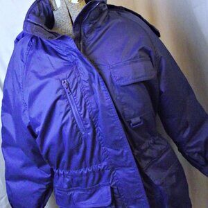 Vintage Eddie Bauer Womens Goose Down Filled Puffer Jacket Parka Hood Med Blue